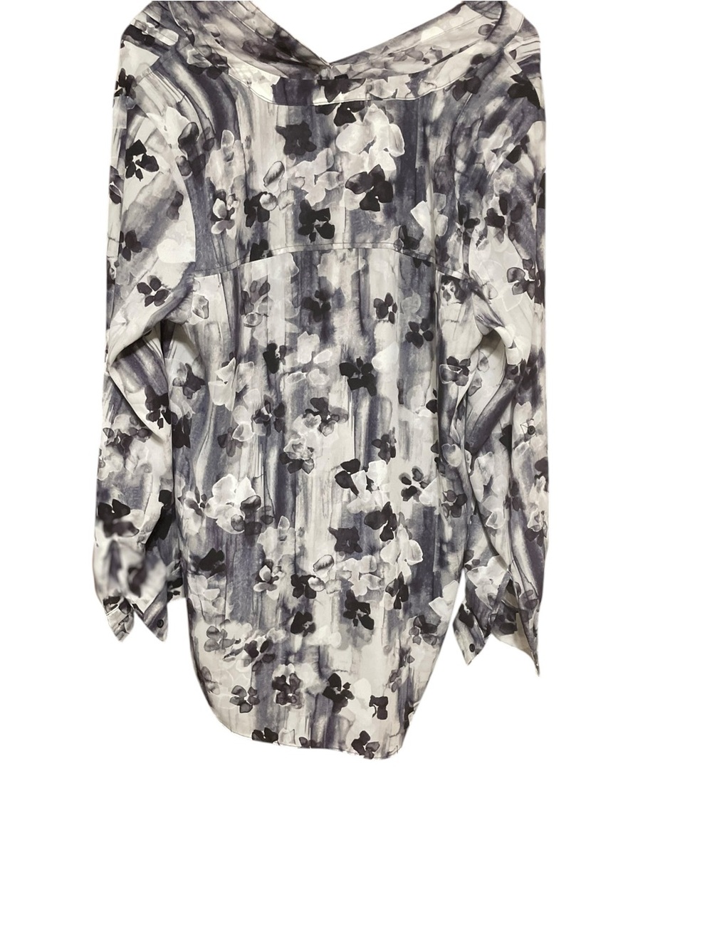 Simply Vera Vera Wang Gray & White Floral Long-Sleeve Blouse